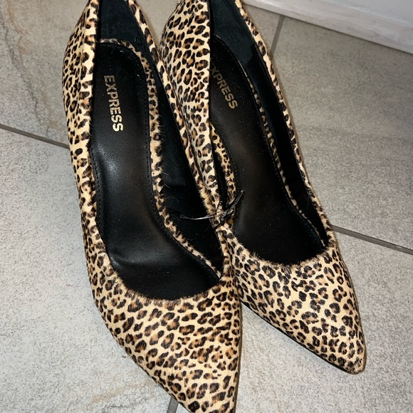 Express cheetah print block heels size W8 - Picture 1 of 3